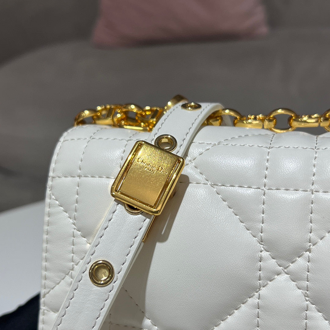 Dior Caro Bag Quilted Macrocannage White High Grade