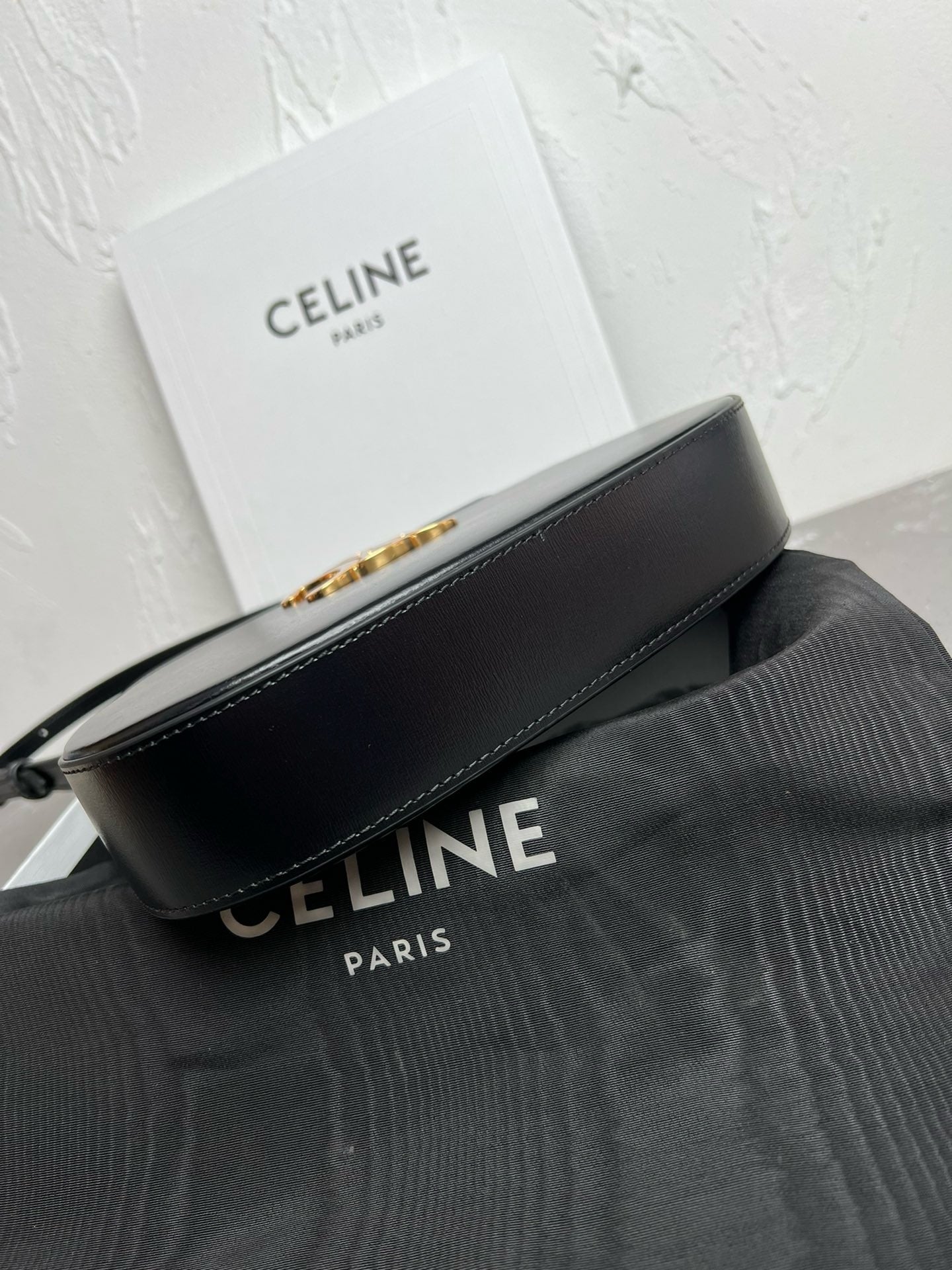 Celine Medium Tilly Bag In Shiny Calfskin Black High Grade