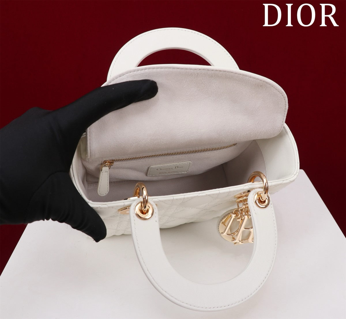 Small Lady Dior My ABCDior Bag Lamb Skin White - High Grade