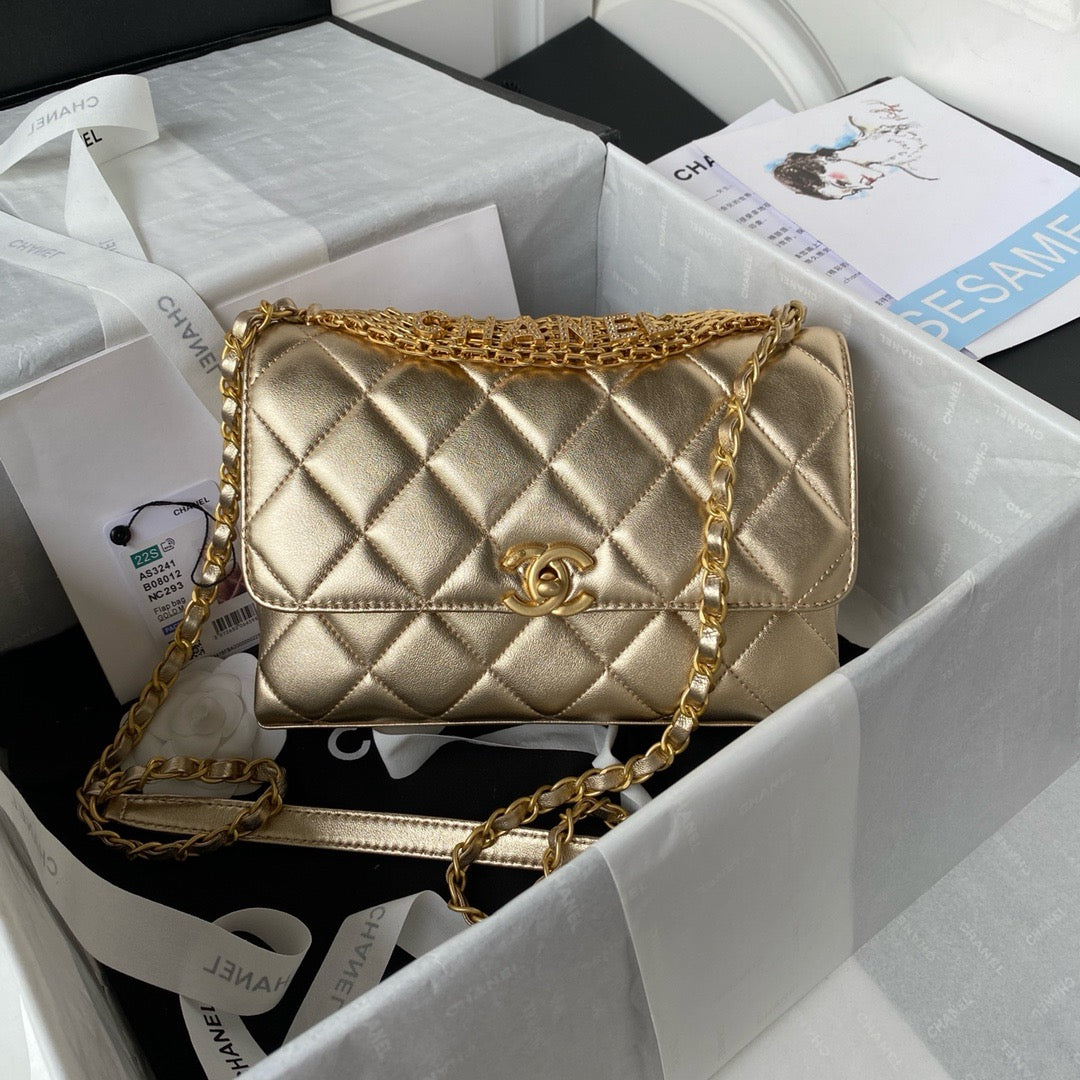 Gold Chanel Crystal Messenger bag