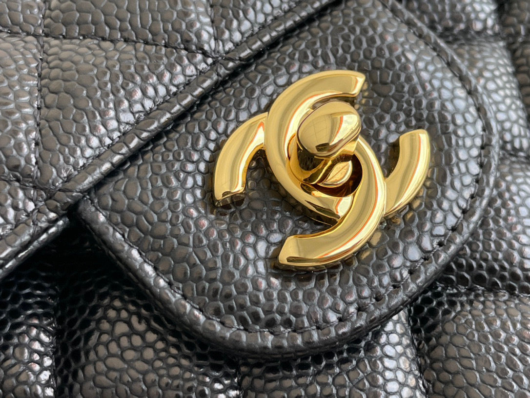 Chanel Classic Small Flap Bag Grained Caviar Calf Skin - High Grade