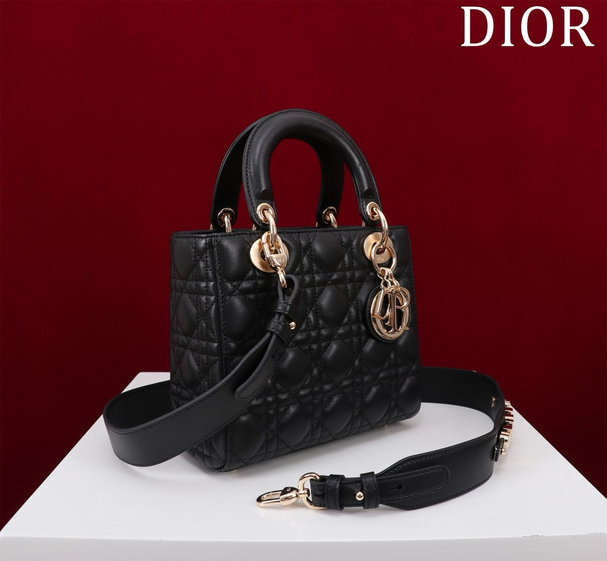 Small Lady Dior My ABCDior Bag Lamb Skin Black - High Grade