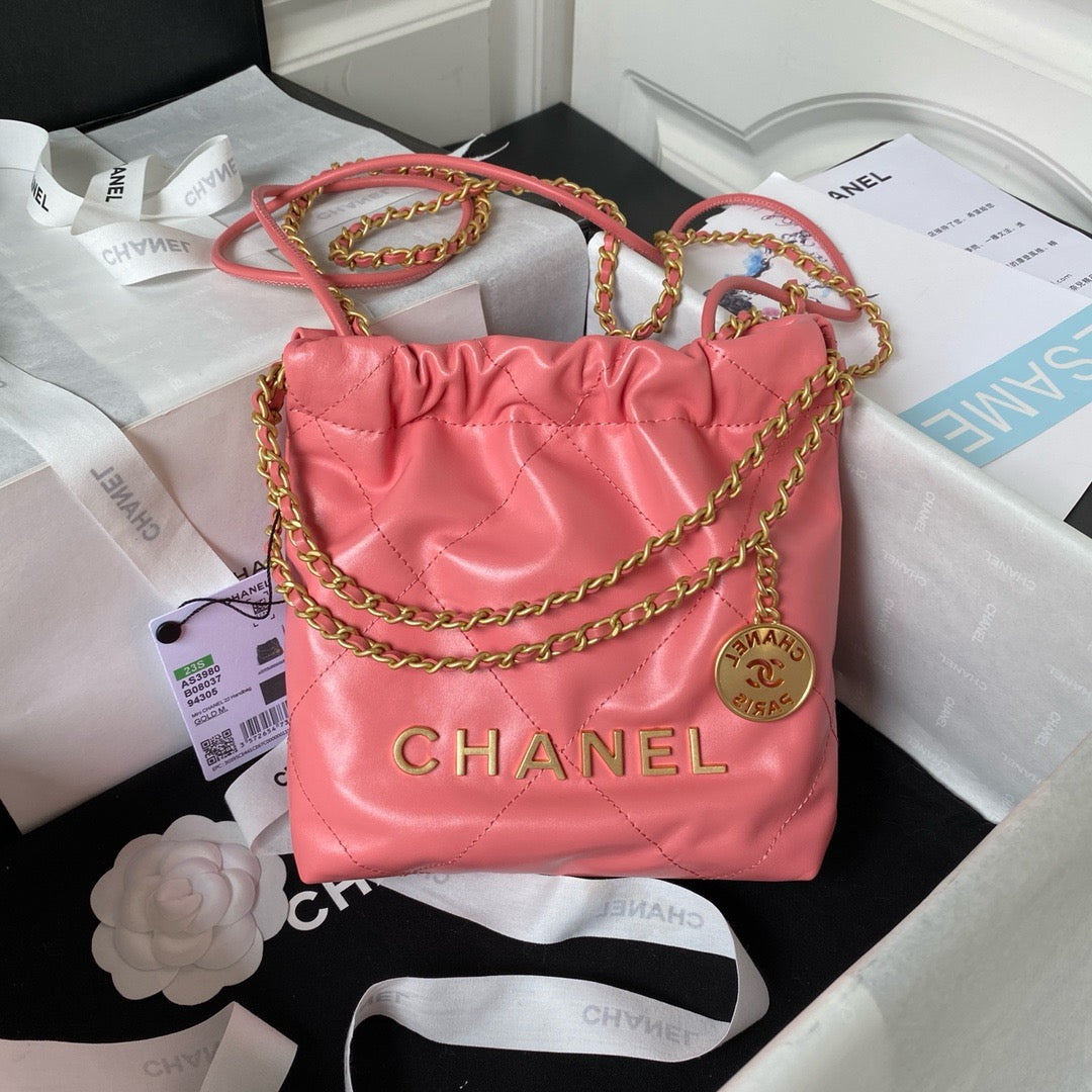 Chanel 22 Mini Handbag Coral Pink Platinum