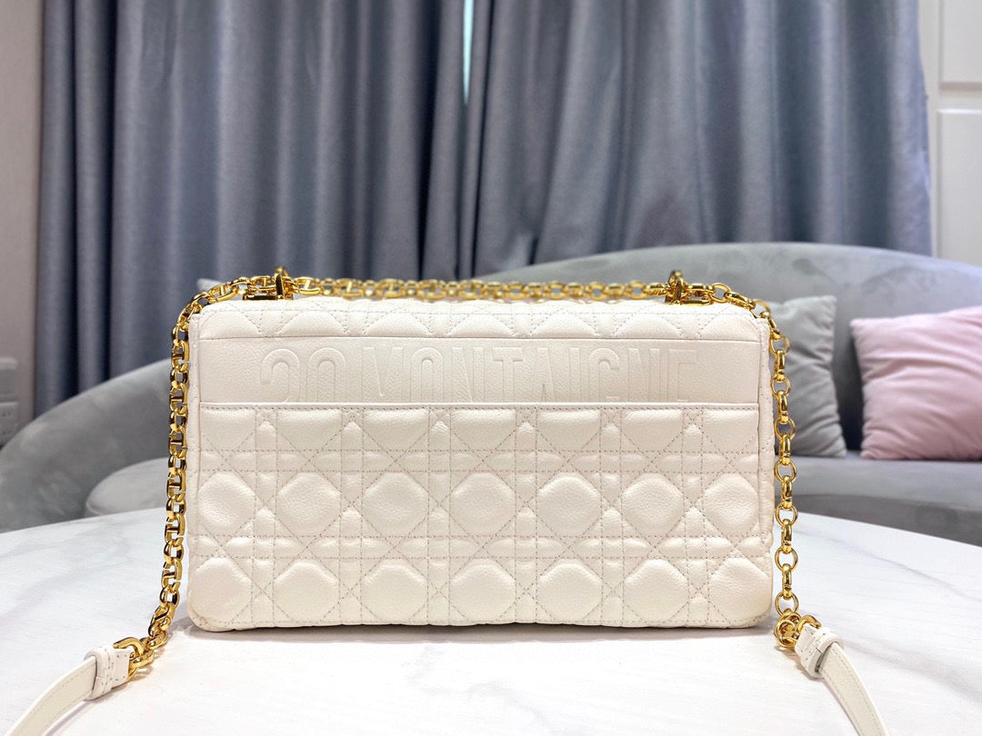 Dior Caro Bag White Ivory Calf Skin High Grade