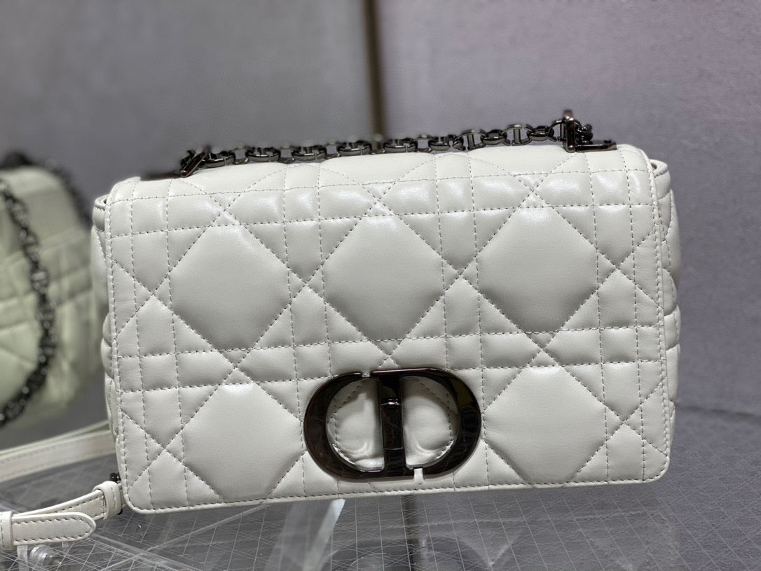 Dior Caro Bag Quilted Macrocannage White High Grade