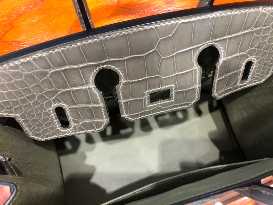 Hermes Birkin Crocodile Leather Grey