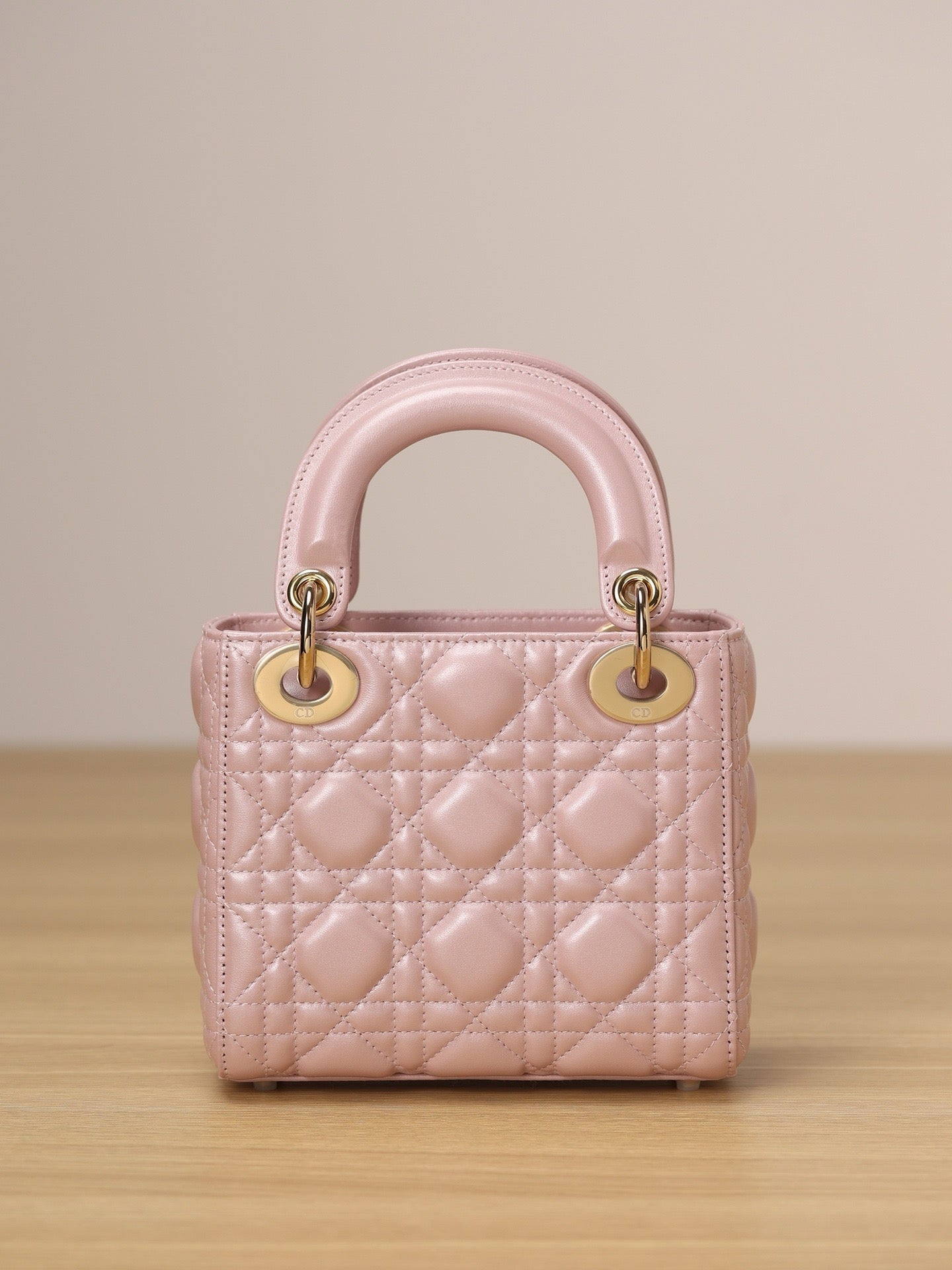 Mini Lady Dior Bag Pink Pearlescent Lamb Skin Platinum