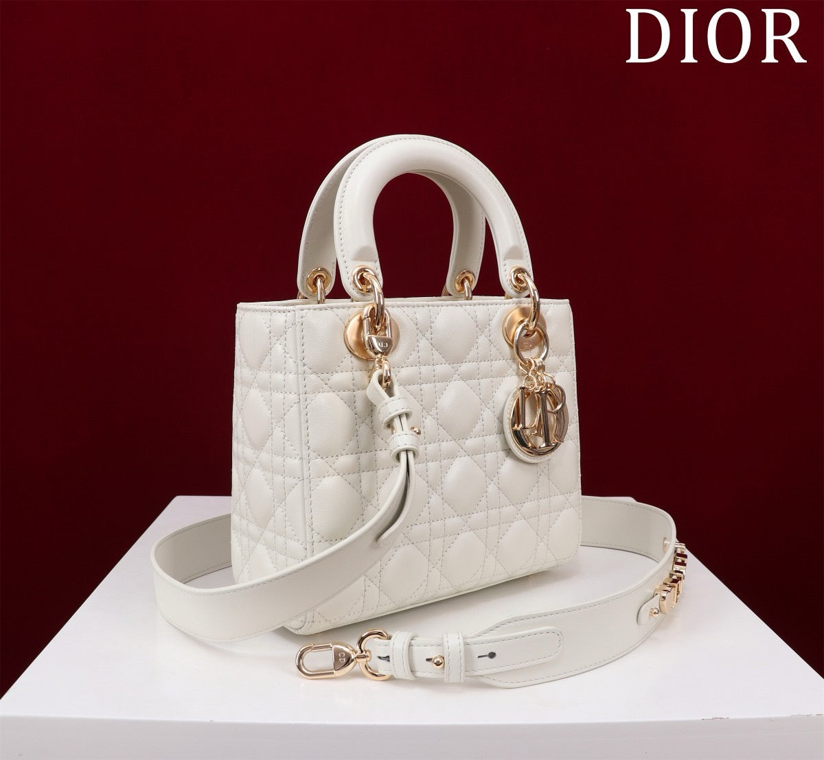 Small Lady Dior My ABCDior Bag Lamb Skin White - High Grade