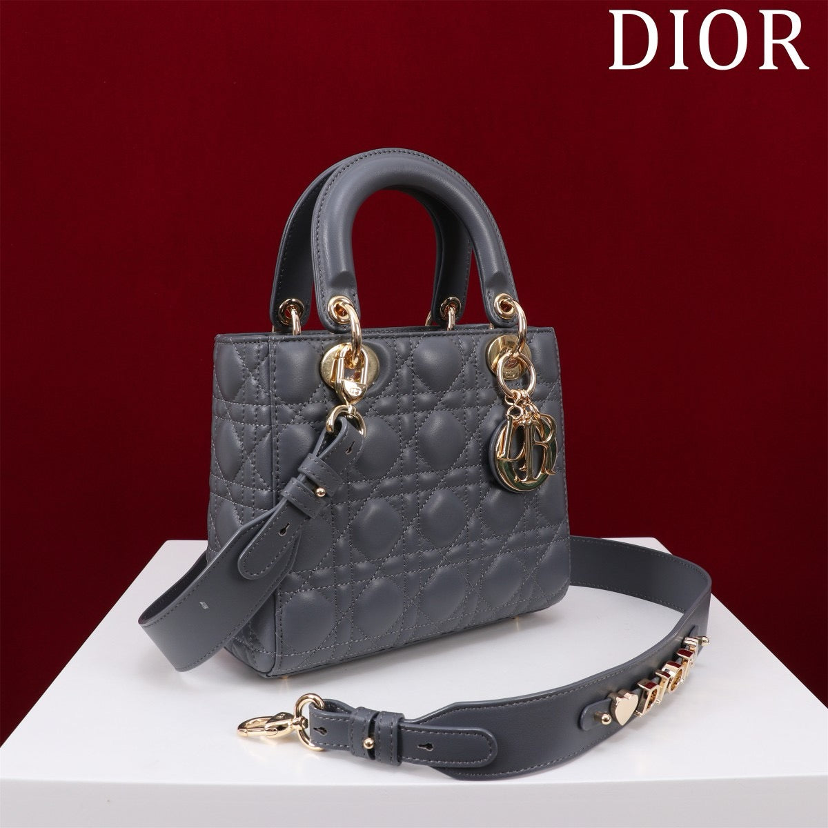 cannage lamb skin grey lady dior bag