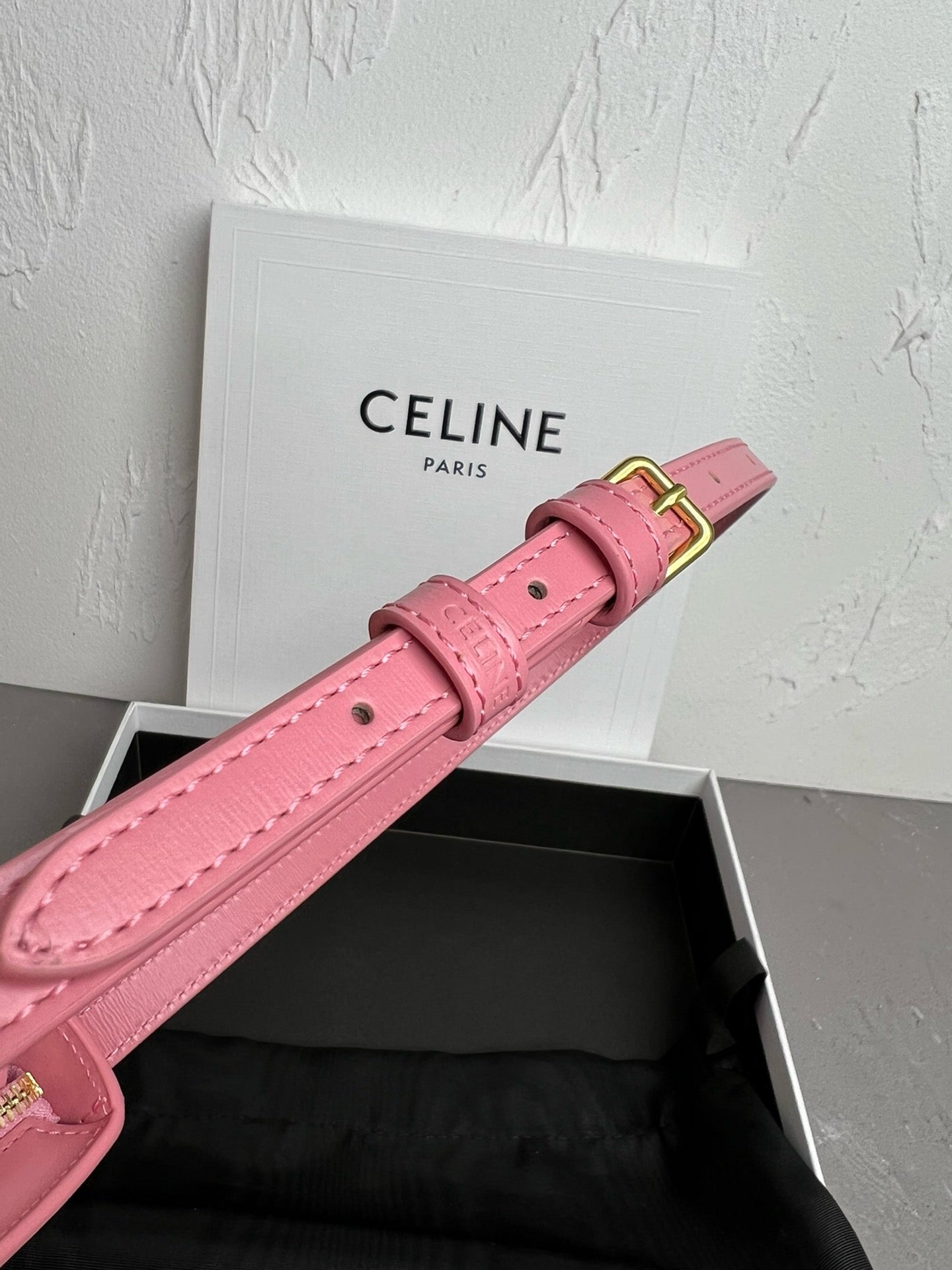 Celine Medium Tilly Bag In Shiny Calfskin Pink High Grade