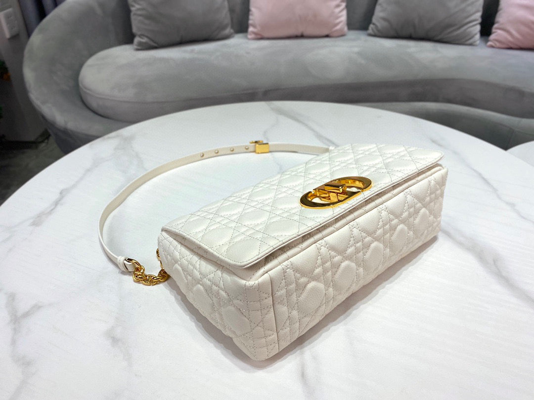 Dior Caro Bag White Ivory Calf Skin High Grade