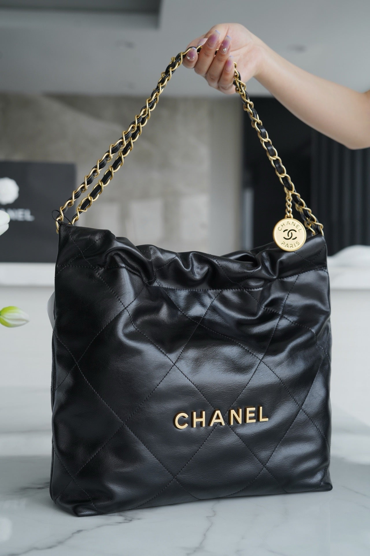 Chanel 22 Platinum Black