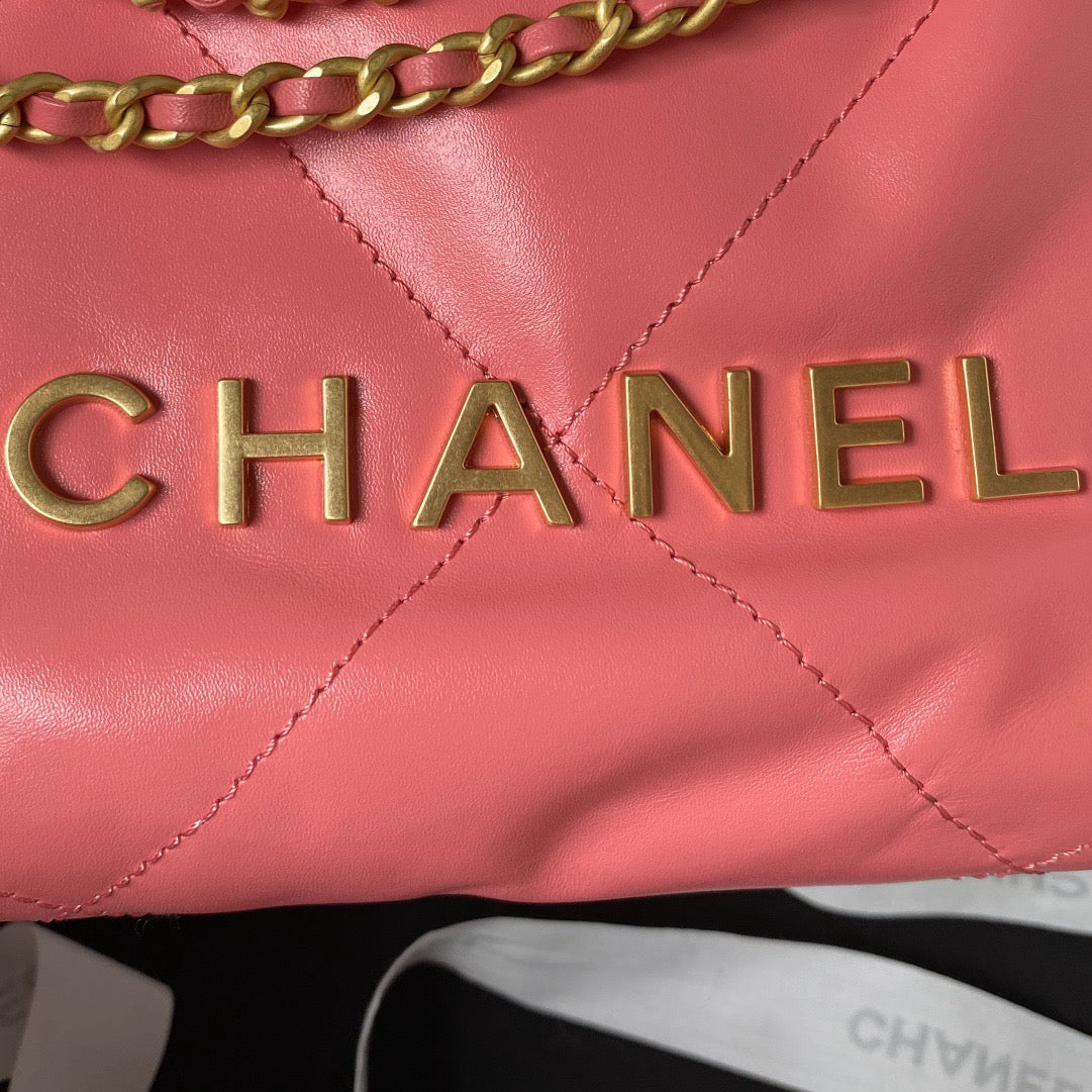 Chanel 22 Mini Handbag Coral Pink Platinum