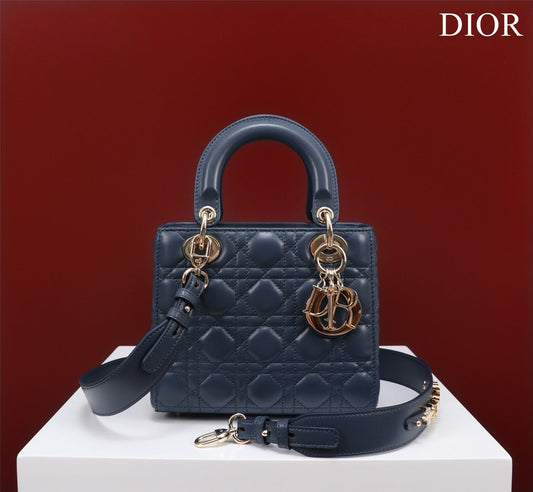 Small Lady Dior My ABCDior Bag Lamb Skin Blue - High Grade