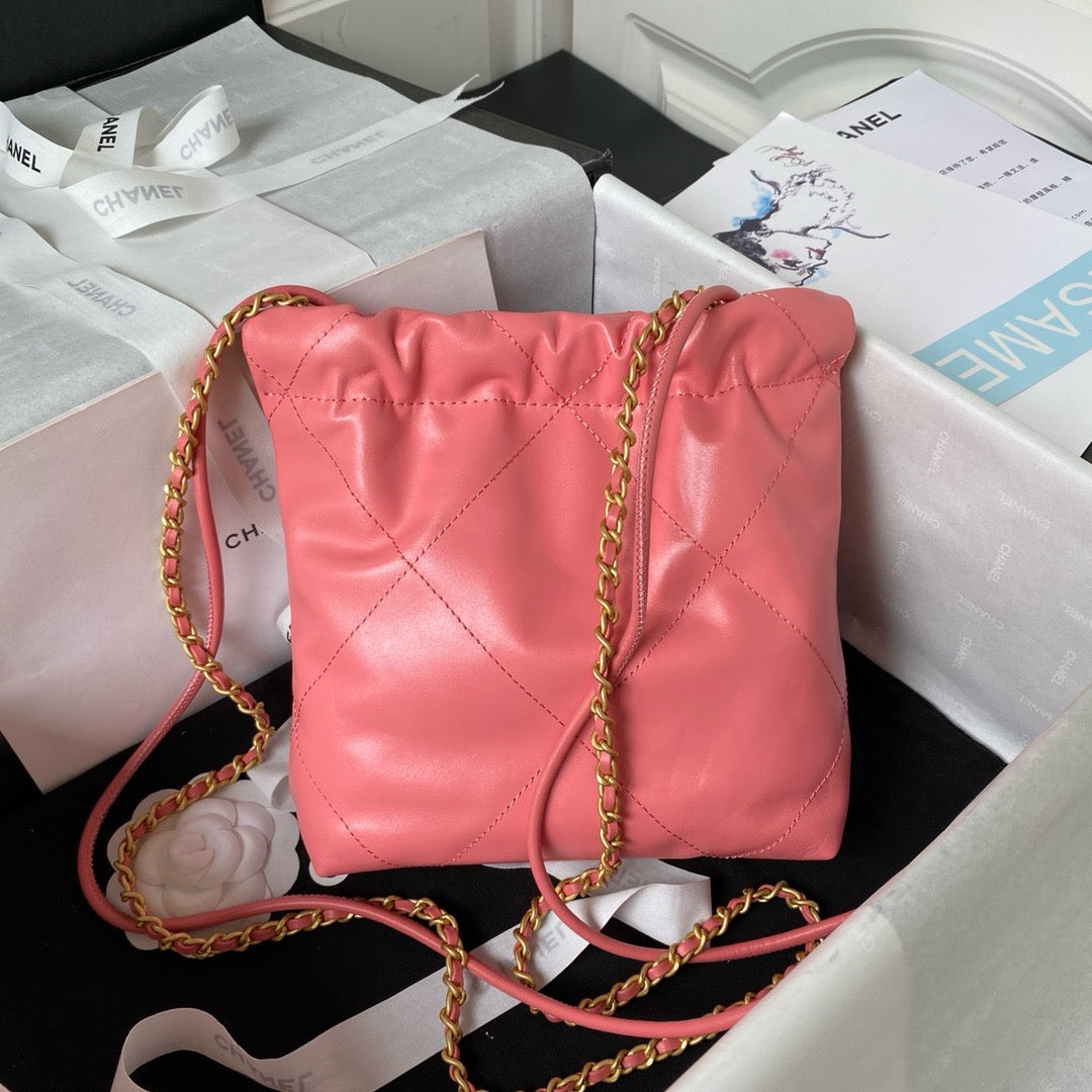 Chanel 22 Mini Handbag Coral Pink Platinum