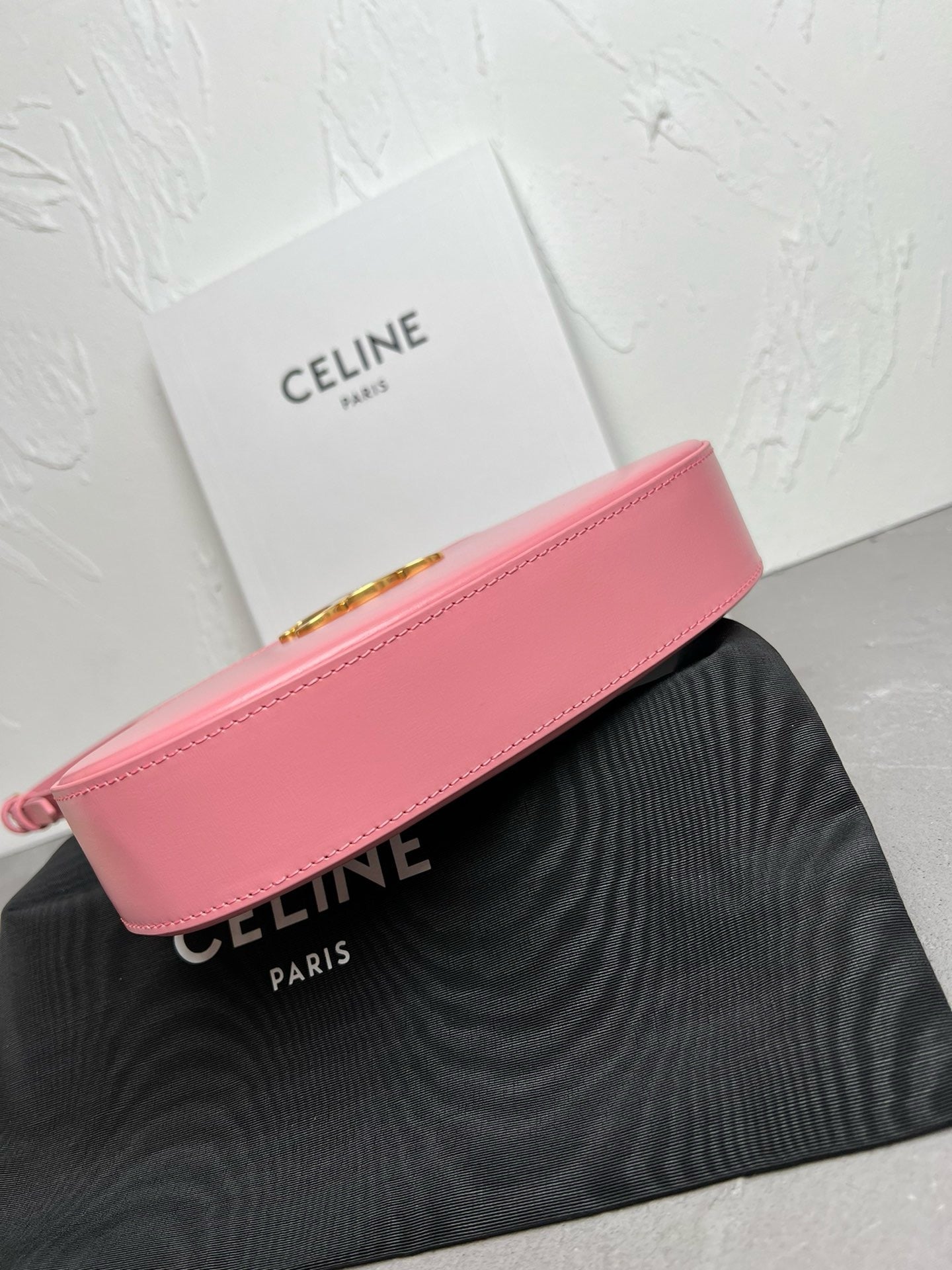 Celine Medium Tilly Bag In Shiny Calfskin Pink High Grade