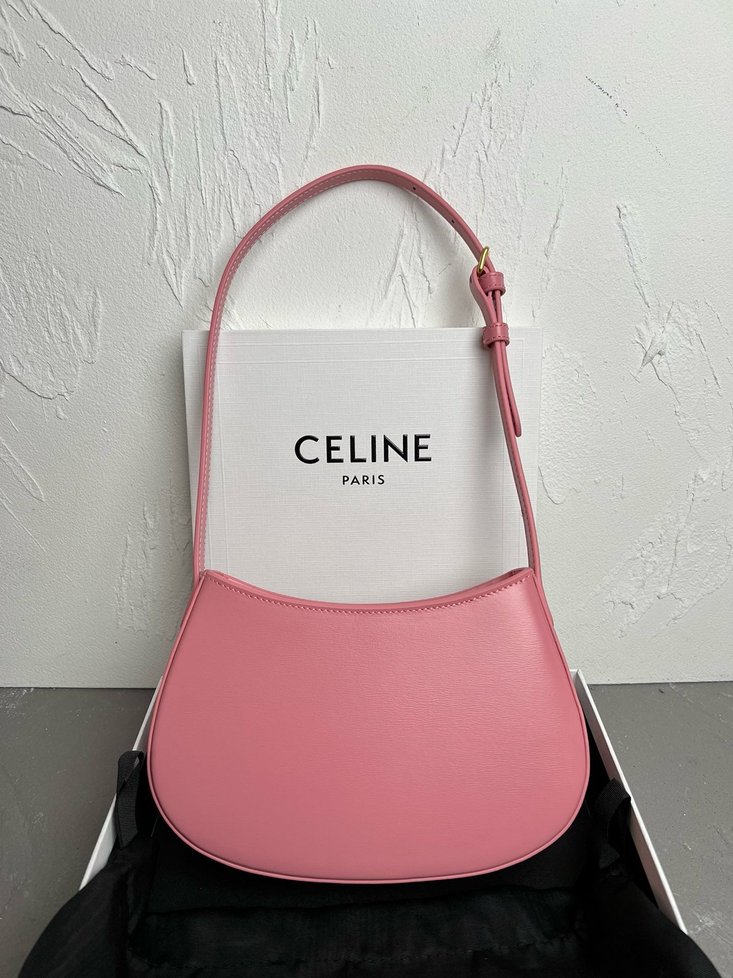 Celine Medium Tilly Bag In Shiny Calfskin Pink High Grade