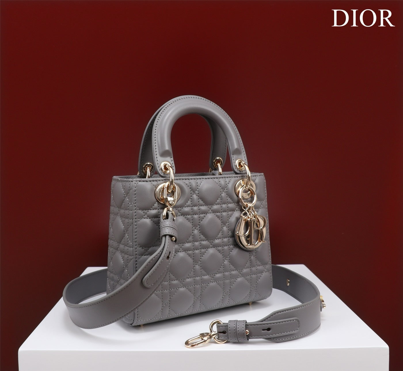 Small Lady Dior My ABCDior Bag Lamb Skin Grey - High Grade