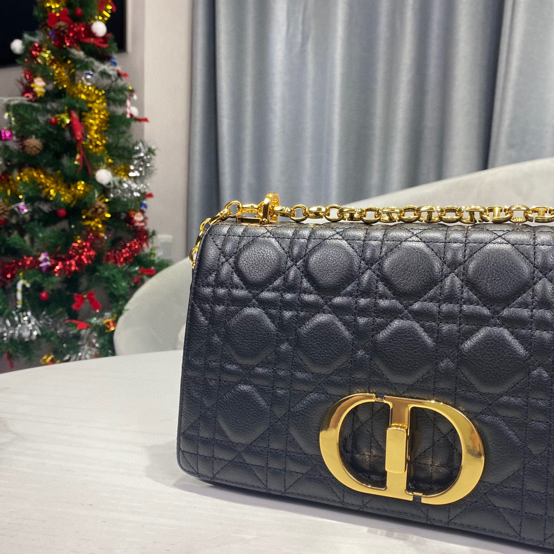 Dior Caro Bag Black Calf Skin High Grade