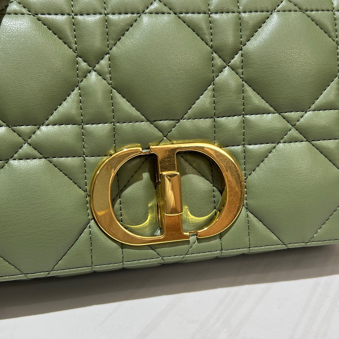 Dior Caro Bag Quilted Macrocannage Green High Grade