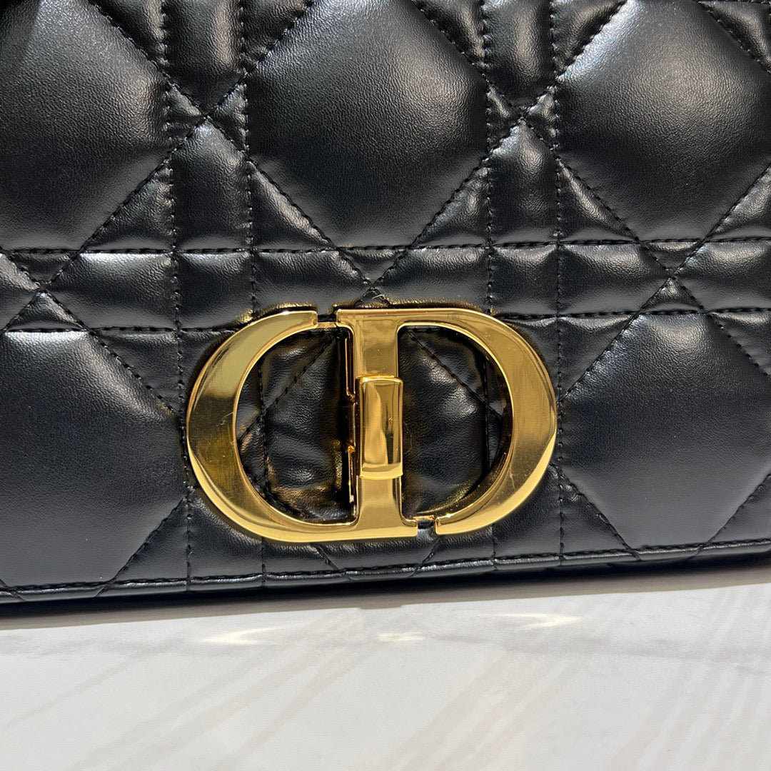 Dior Caro Bag Quilted Macrocannage Black Platinum Grade