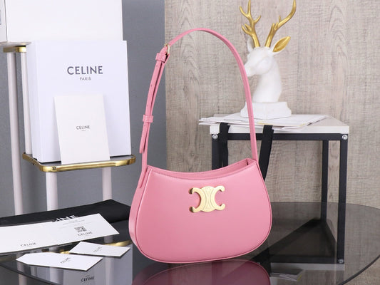 Celine Medium Tilly Bag In Shiny Calfskin Pink Platinum Grade