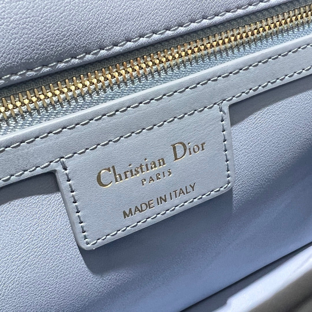 Dior Caro Bag Quilted Macrocannage Sky Blue High Grade