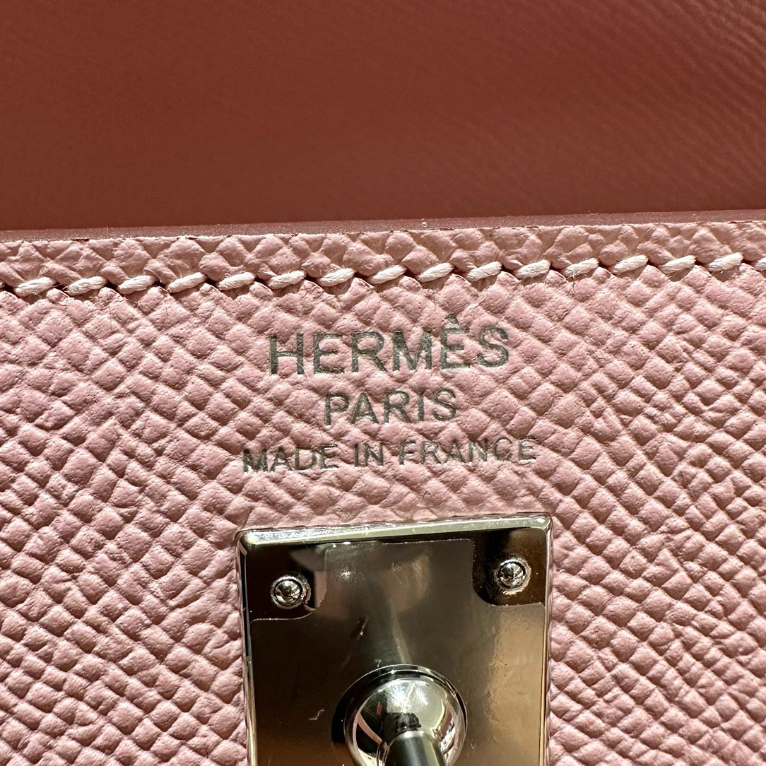 Hermes Pink Kelly Bag Epsom Leather Silver Hardware