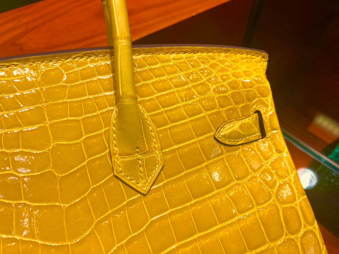 Hermes Birkin Crocodile Leather Yellow