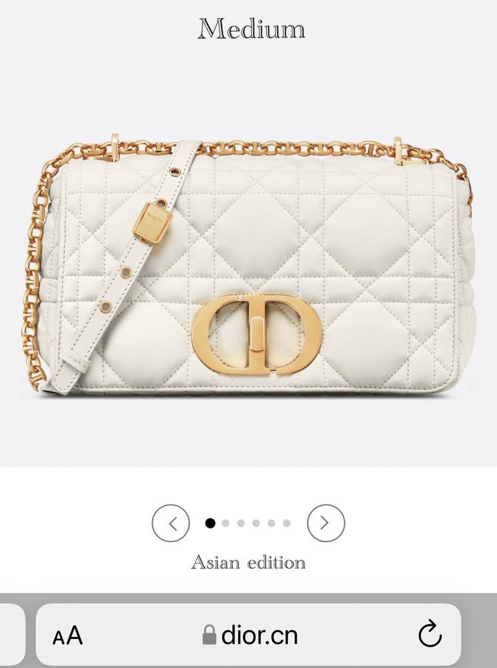 Dior Caro Bag Quilted Macrocannage White High Grade