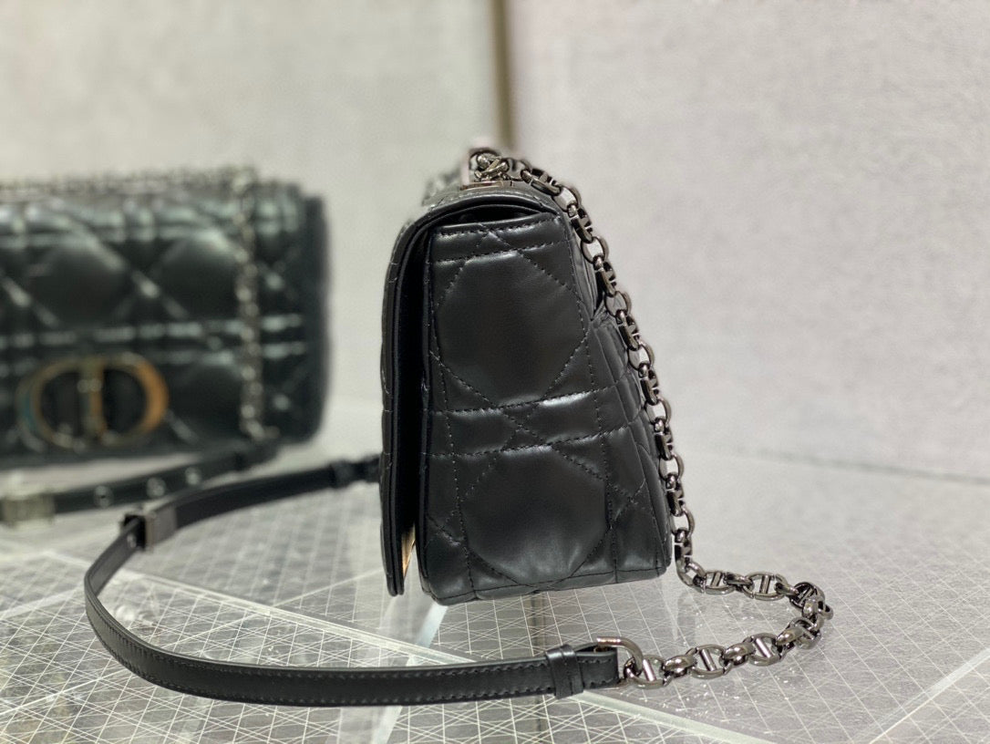 Dior Caro Bag Quilted Macrocannage Black High Grade