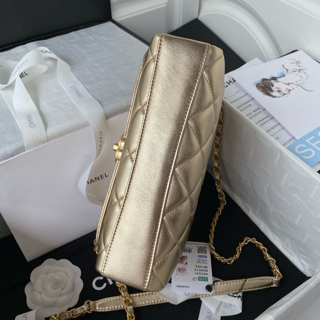 Gold Chanel Crystal Messenger bag