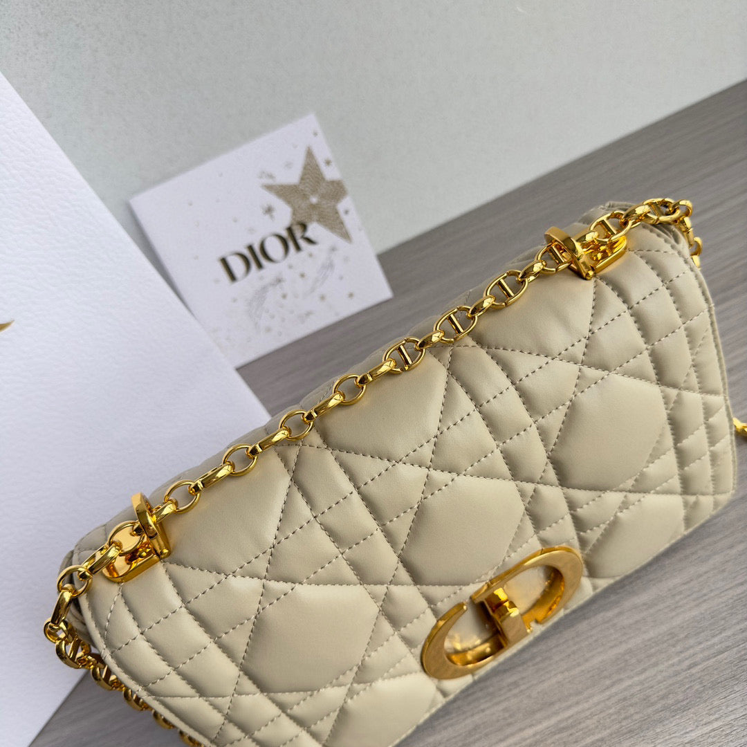 Dior Caro Bag Quilted Macrocannage Beige High Grade