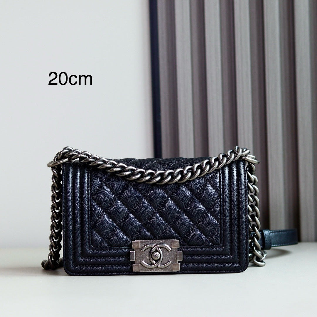 Black Boy Chanel Handbag Ruthenium-Finish Metal