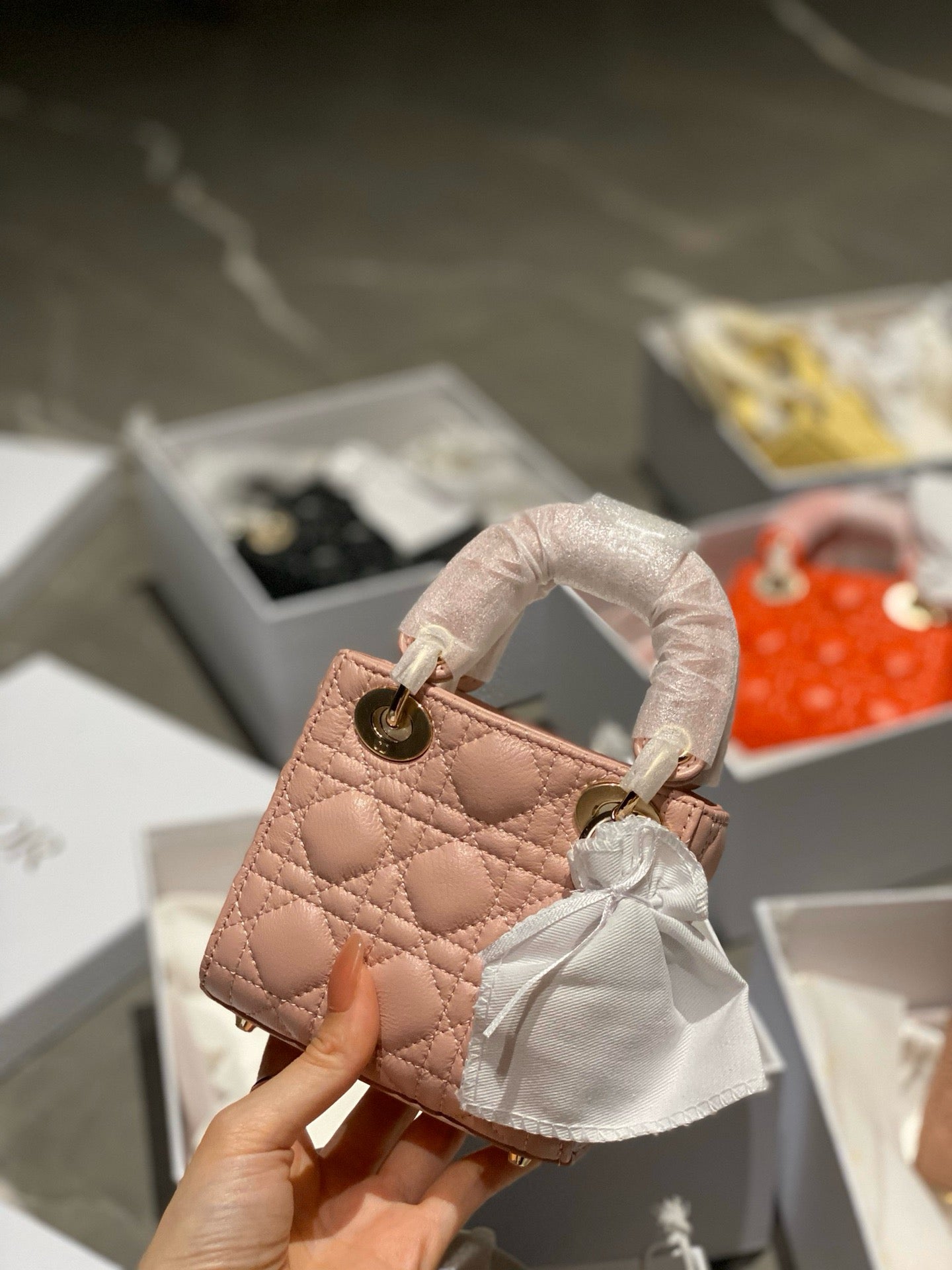 Micro Lady Dior Coral Pink Lamb Skin - Mid Grade