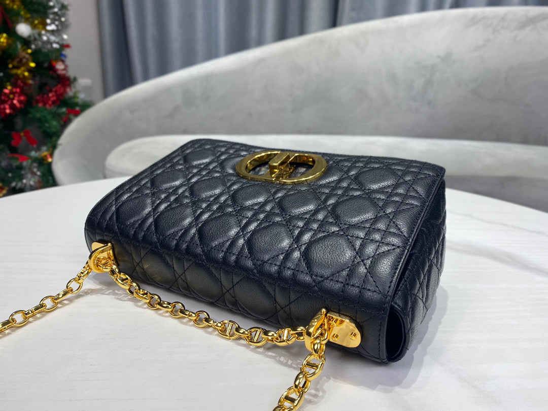 Dior Caro Bag Black Calf Skin High Grade