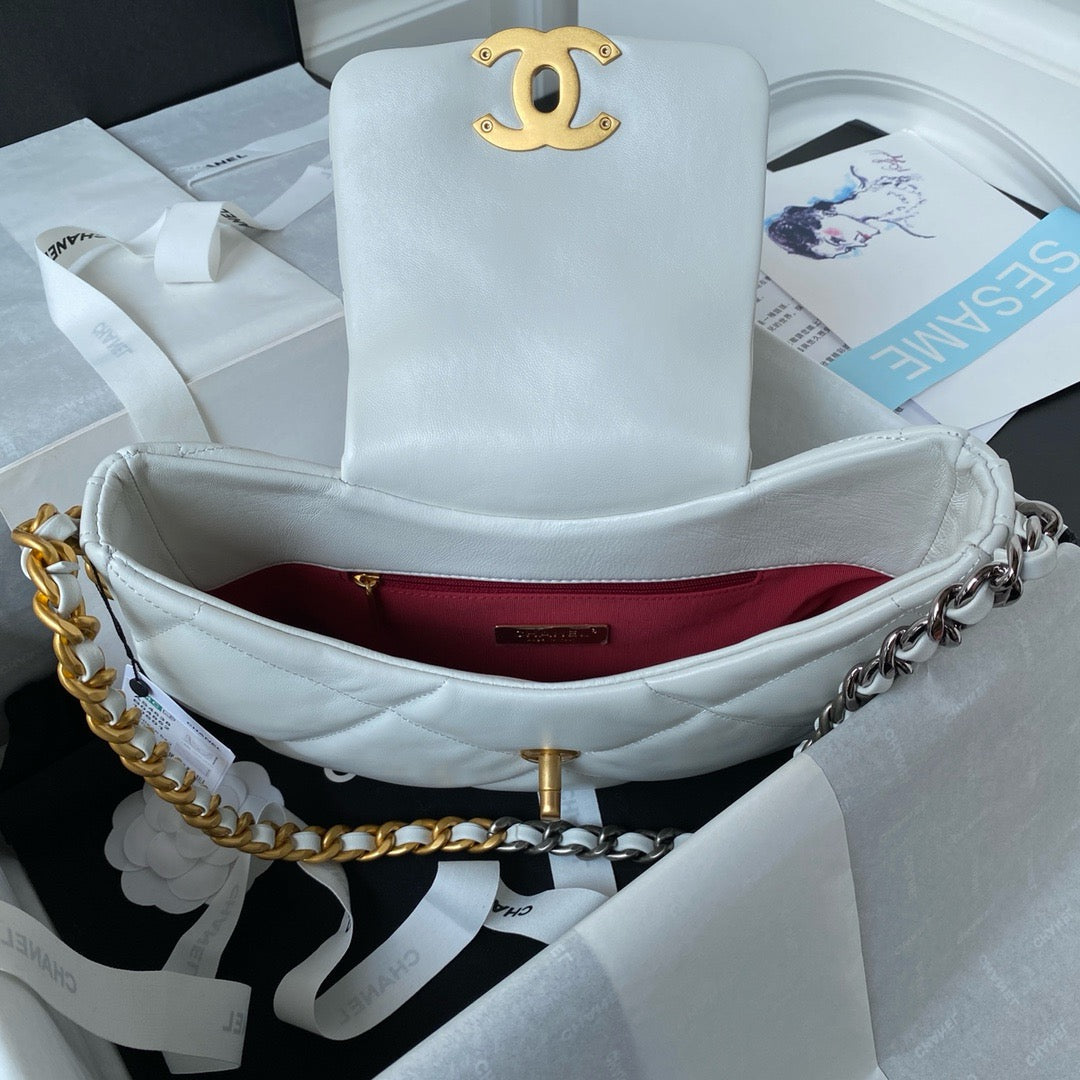 opening of white chanel 24c hobo bag chanel 19 bag lamb skin 