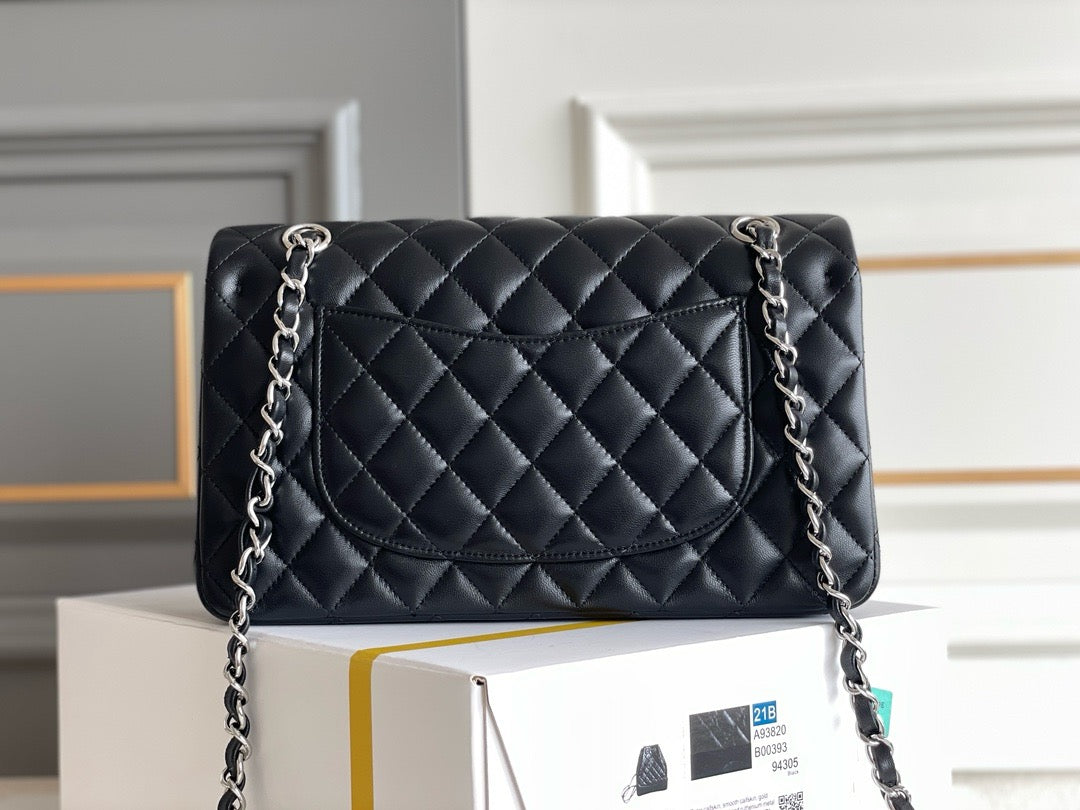 Chanel Classic Handbag Lamb Skin 25cm - Platinum