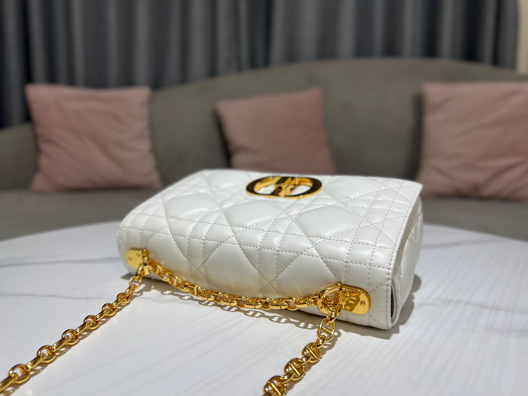 Dior Caro Bag Quilted Macrocannage White High Grade