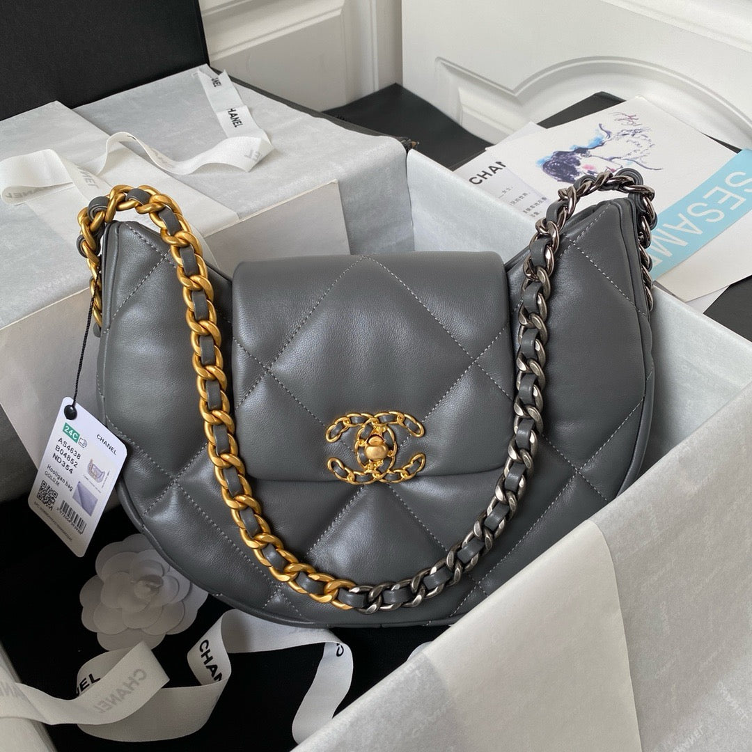 grey chanel 24c hobo bag chanel 19 bag lamb skin