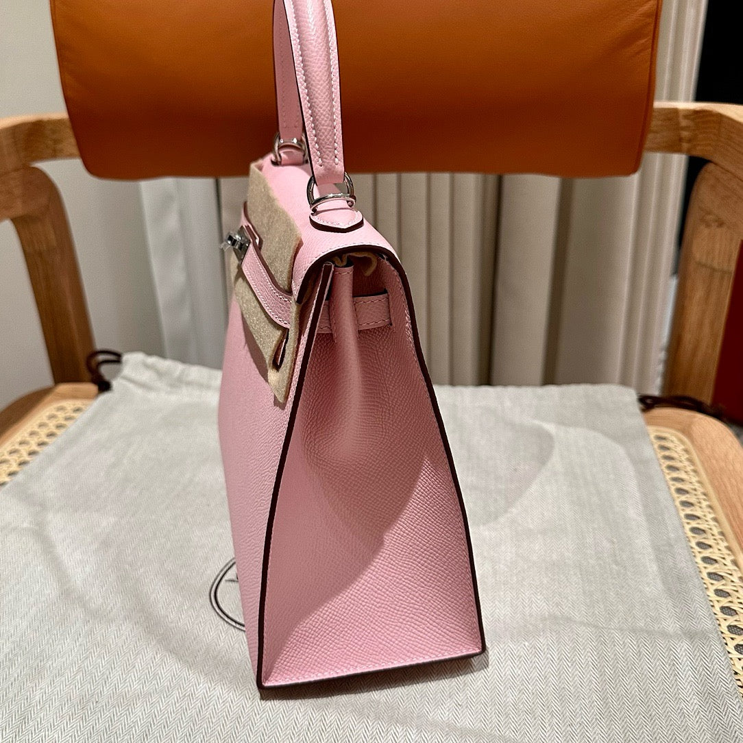 Hermes Pink Kelly Bag Epsom Leather Silver Hardware