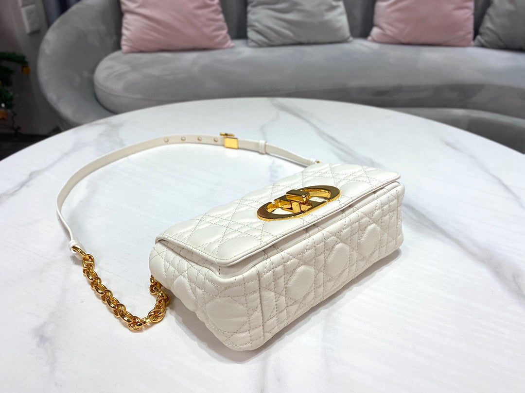 Dior Caro Bag White Ivory Calf Skin High Grade