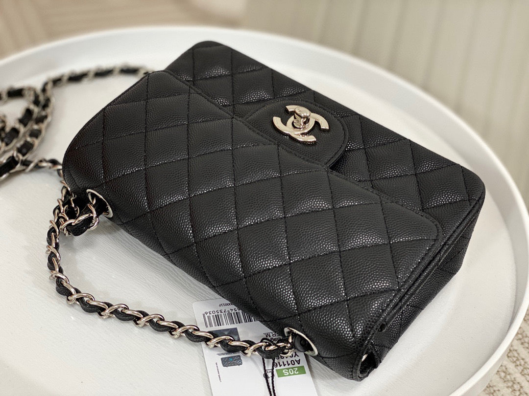 Chanel Classic Small Flap Bag Grained Caviar Calf Skin - High Grade