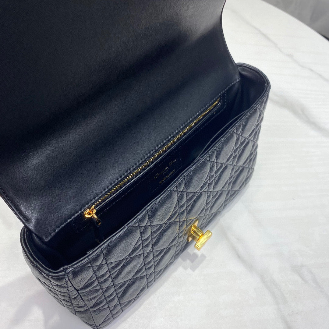 Dior Caro Bag Black Calf Skin High Grade