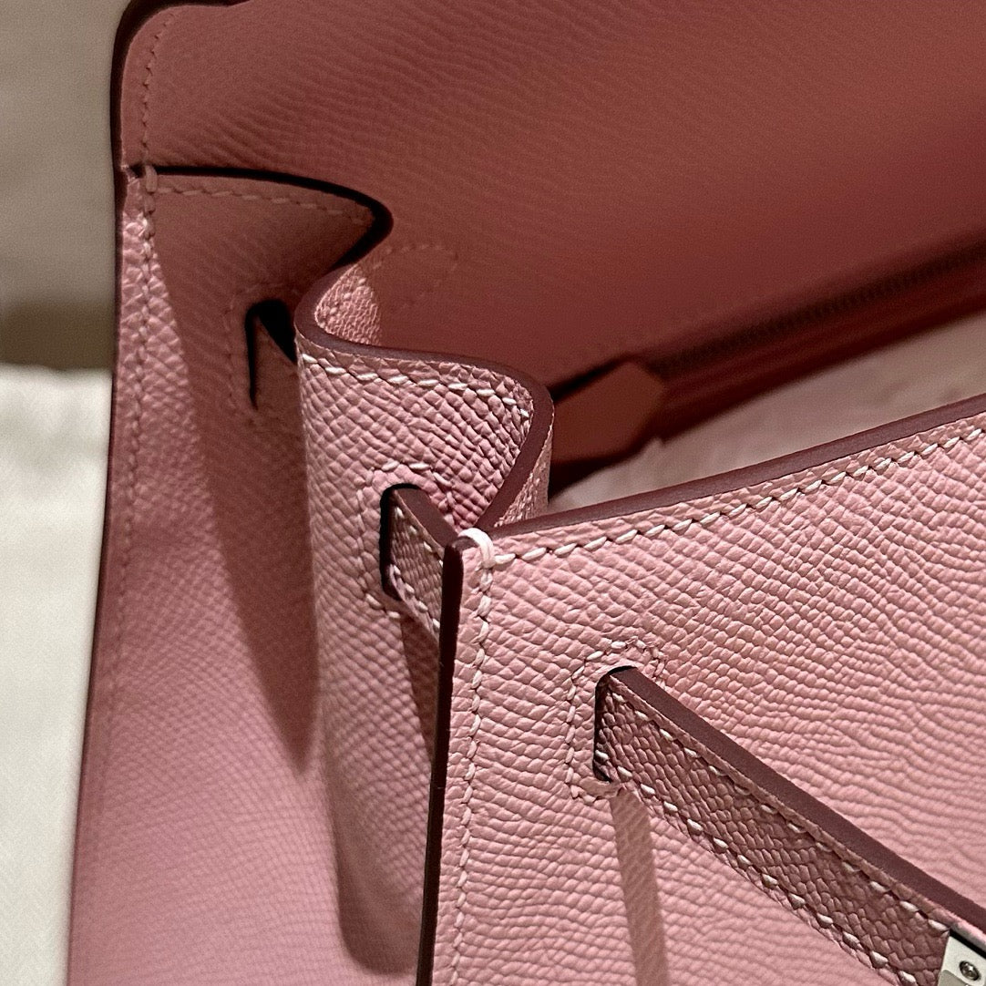 Hermes Pink Kelly Bag Epsom Leather Silver Hardware