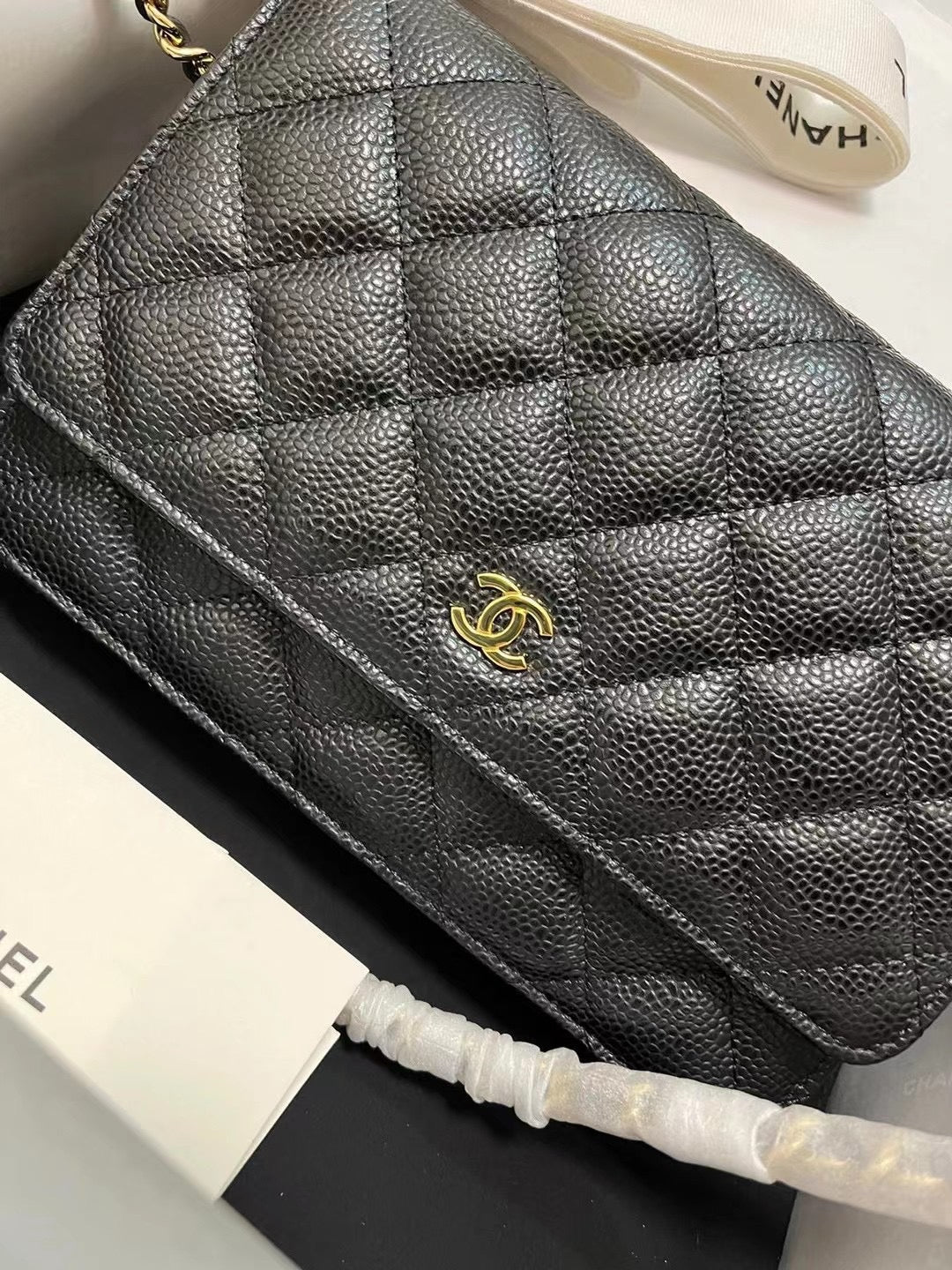 Chanel Wallet On Chain Caviar Calf Skin Mid Grade