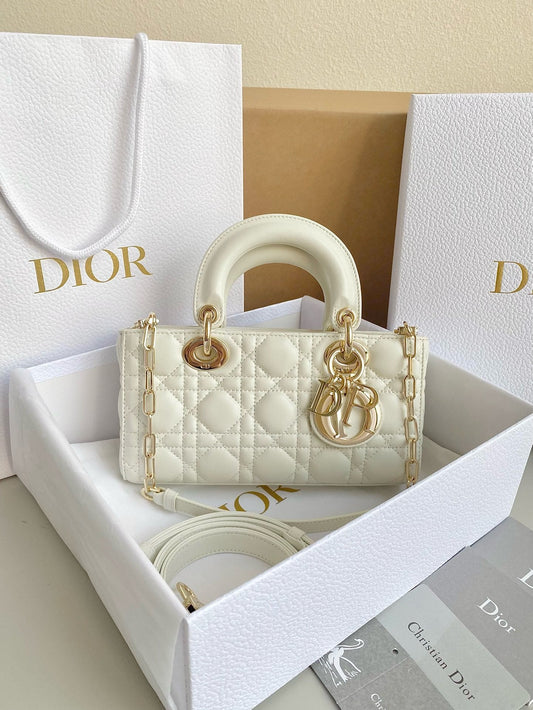 Dior Lady D-Joy Lamb Skin Latte Small white Platinum Grade