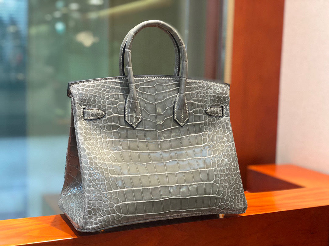 Hermes Birkin Crocodile Leather Grey