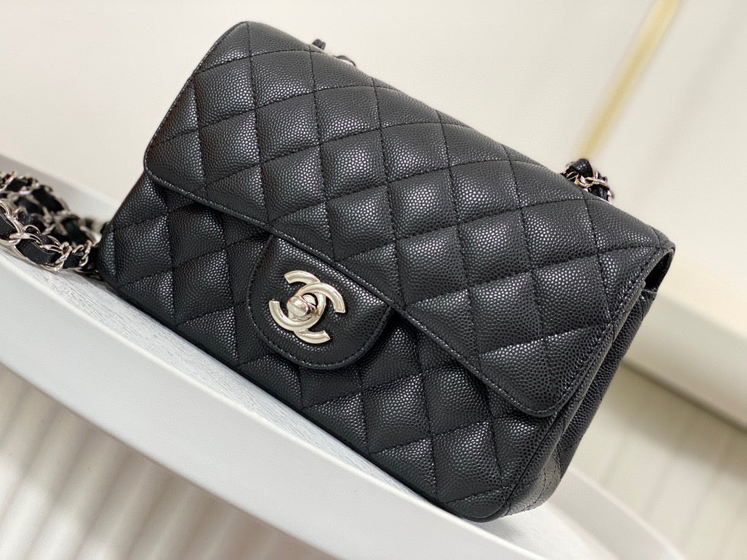 Chanel Classic Small Flap Bag Grained Caviar Calf Skin - High Grade