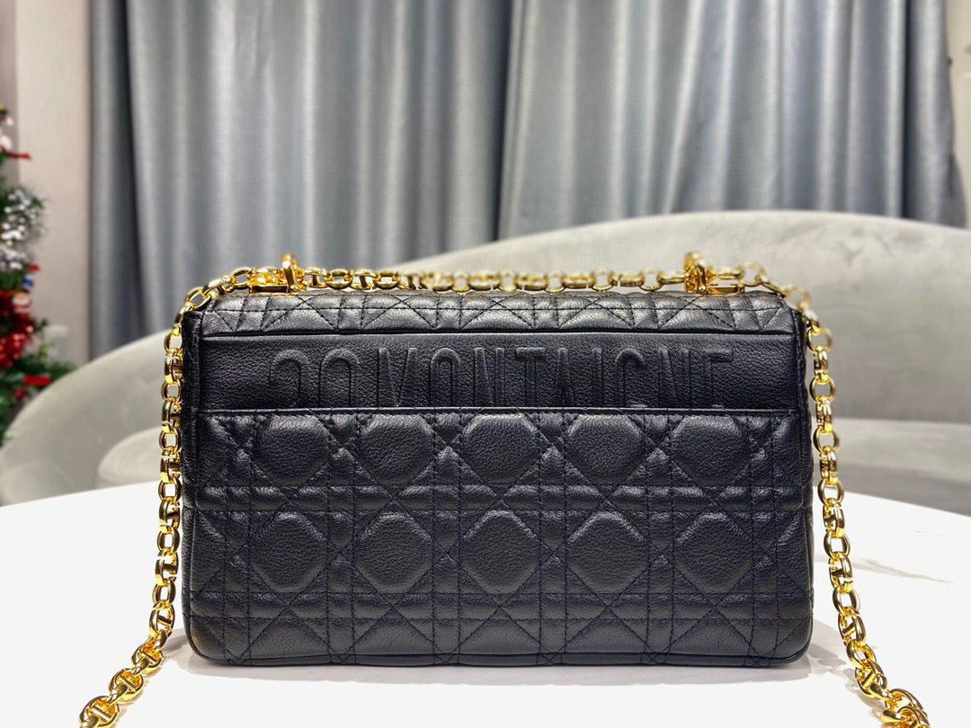 Dior Caro Bag Black Calf Skin High Grade